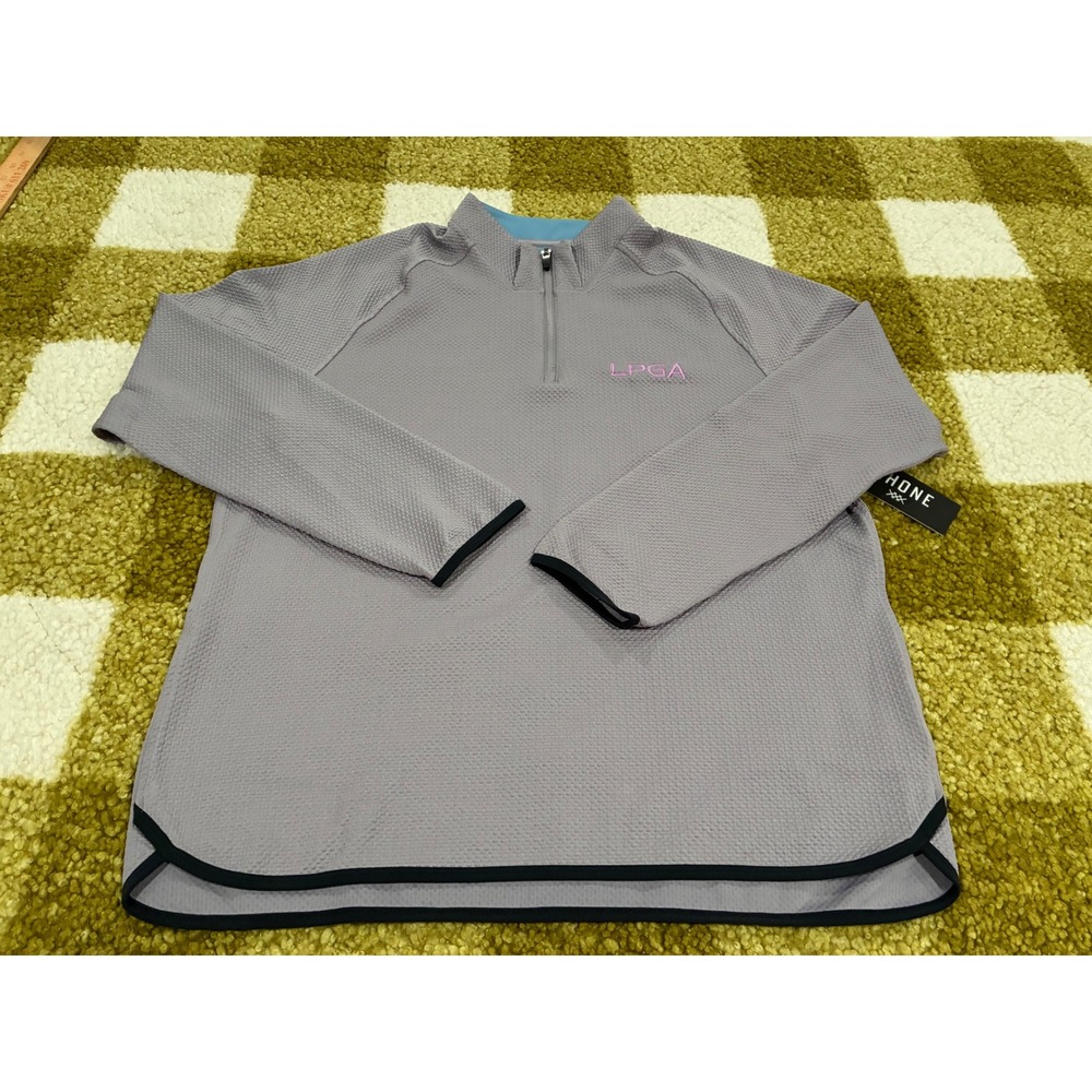 Rhone LPGA Golf Pullover Mens Large Purple Smoke Founders 1/4 Zip Textured NEW
